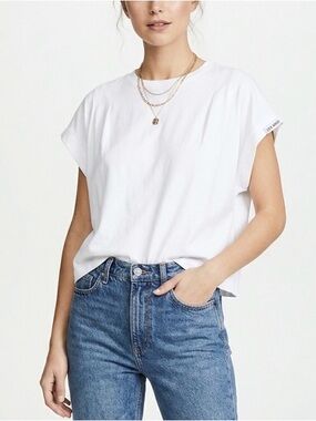 Steve Madden White Short-Sleeve Rolled-Cuff Tee